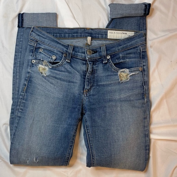 Rag And Bone Skinny Jean Distressed/Ripped Size 25 - Picture 1 of 12